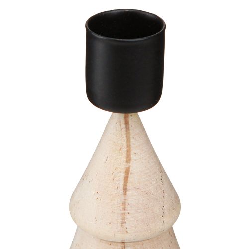 Artículo Portavelas de madera para decoración de árbol de Navidad natural H16cm 2 uds