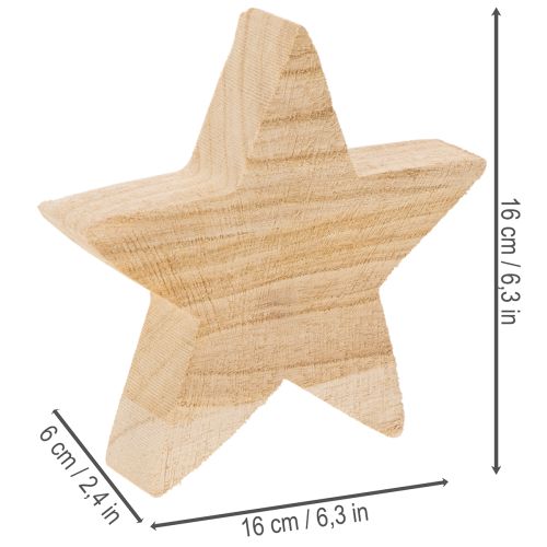 Portavelas rústico de madera con forma de estrella para velas cónicas, 16 cm. | Floristik24.es
