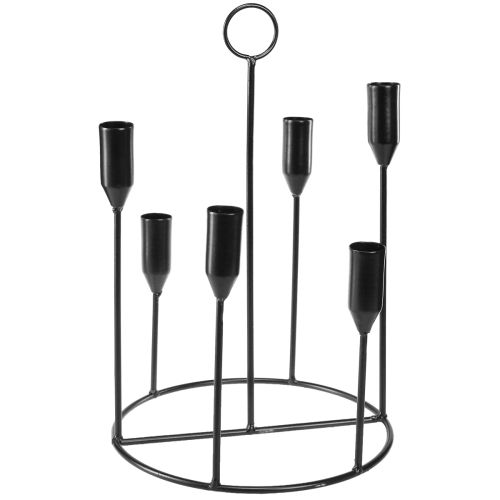 Artículo Portavelas de metal para 6 velas, negro, Ø20 cm, H31 cm