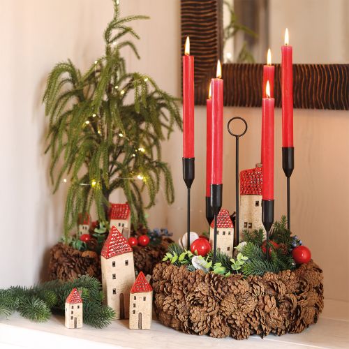 Portavelas de metal para 6 velas, negro, Ø20 cm, H31 cm