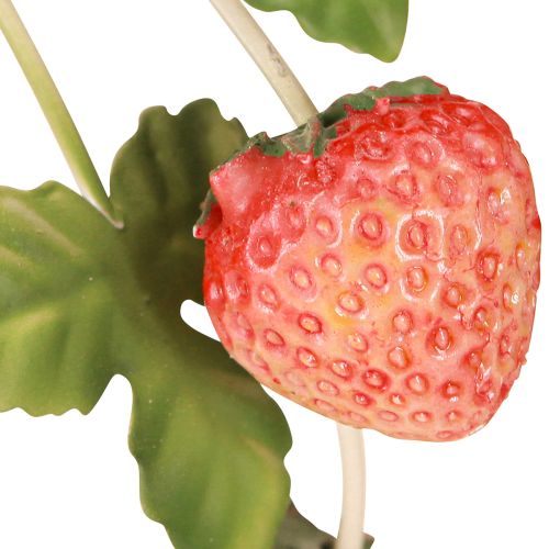 Artículo Portavelas de metal con decoración de fresas color crema redondo H26cm