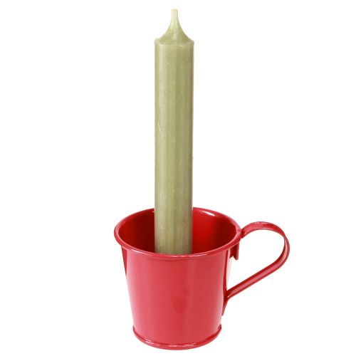 Floristik24 Portavelas de metal taza roja H6cm 6 piezas