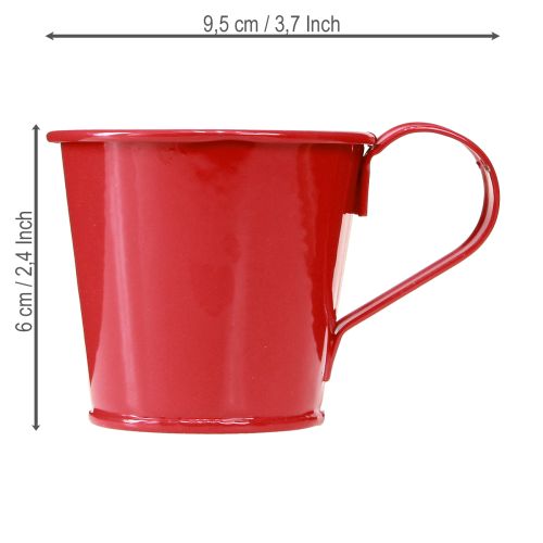 Artículo Portavelas de metal taza roja H6cm 6 piezas