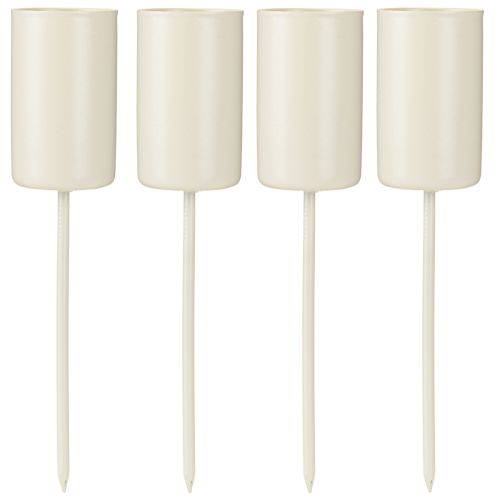 Candelabro de metal con varilla, beige, H11cm, 4 piezas | Floristik24.es