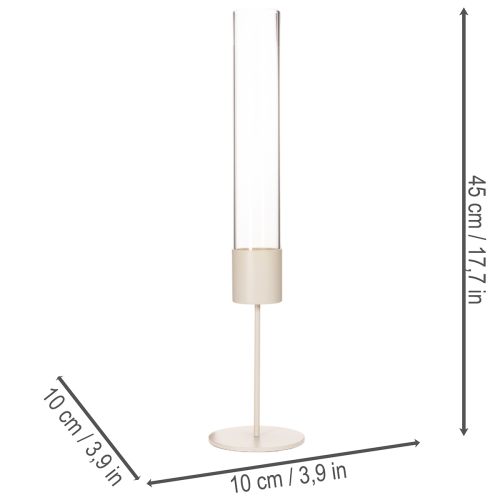 Portavelas cilíndrico de cristal moderno de 45 cm | Floristik24.es
