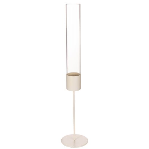 Portavelas con cilindro de cristal sobre base metálica de 50 cm. comprar | Floristik24.es