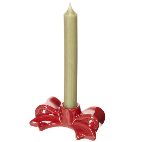 Portavelas rojos con forma de lazo para velas cónicas de 11 cm, 2 unidades. | Floristik24.es