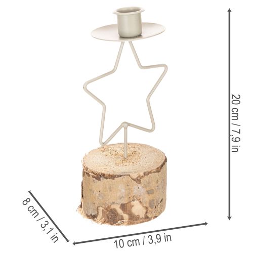 Portavelas en forma de estrella con base de madera para una vela de 20 cm. | Floristik24.es