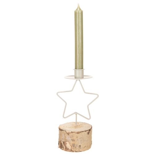 Portavelas en forma de estrella con base de madera para una vela de 20 cm. | Floristik24.es