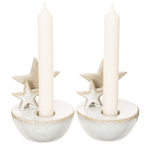 Portavelas de cerámica con forma de estrella, decoración navideña, 11 cm, 2 unidades | Floristik24.es
