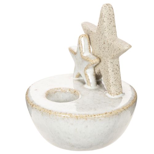 Portavelas de cerámica con forma de estrella, decoración navideña, 11 cm, 2 unidades | Floristik24.es