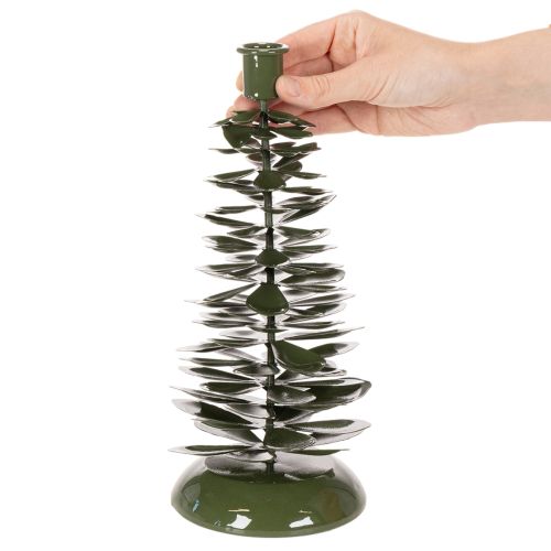 Candelabro con forma de árbol de Navidad, decoración de metal verde de 28 cm. | Floristik24.es