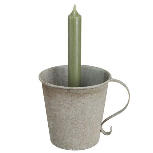 Artículo Portavelas cónico taza vintage decorativo gris Ø11cm H11cm