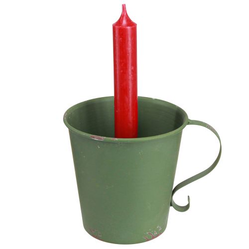Artículo Portavelas cónico copa vintage decorativo metal verde Ø11cm H11cm