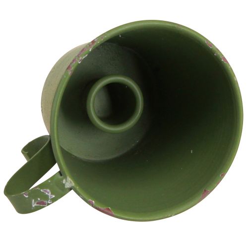 Artículo Portavelas de palo taza vintage decoración de metal verde Ø9,5cm H8cm 3ud