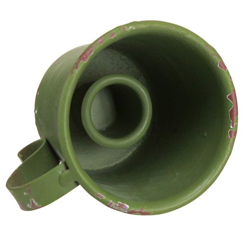 Artículo Portavelas de palo taza vintage metal verde Ø7cm H6cm 2ud