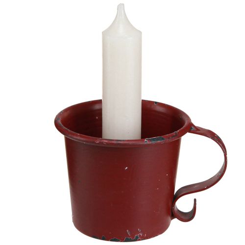 Artículo Portavelas cónico copa vintage metal vino rojo Ø7cm H6cm 2ud