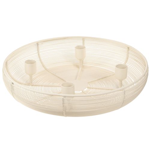 Portavelas para 4 velas, cuenco para velas color crema Ø29cm