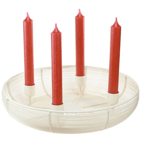 Artículo Portavelas para 4 velas, cuenco para velas color crema Ø29cm