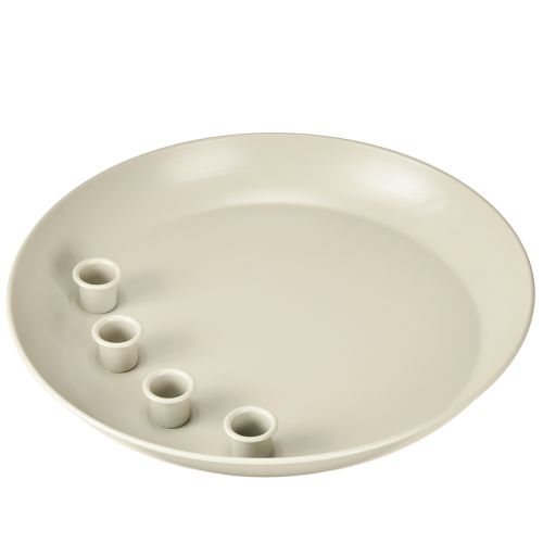 Portavelas cónico para 4 velas, cuenco para velas, metal gris, Ø30cm
