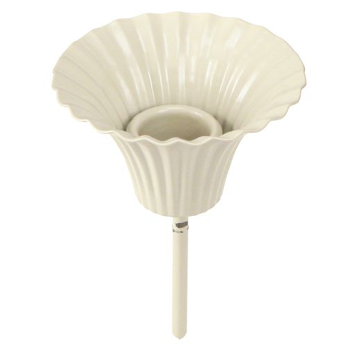 Portavelas cónico con tallo de metal gris Ø7,5cm H10,5cm 2uds