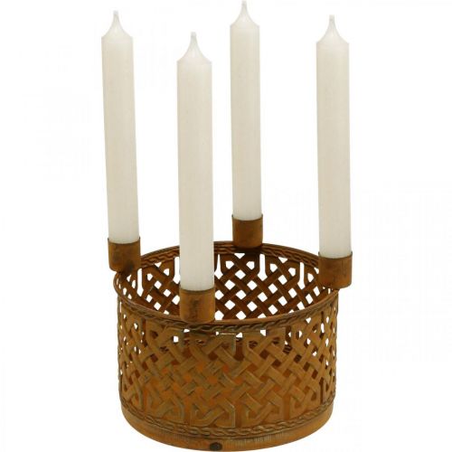 Floristik24 Portavelas de metal cesta decorativa de metal óxido Ø16,5cm H12,5cm