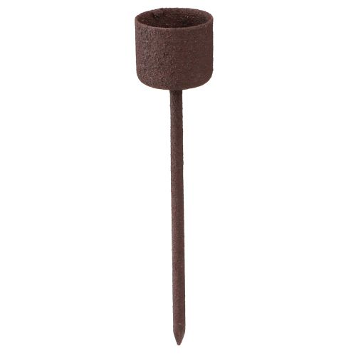 Floristik24 Portavelas de palo para enchufar marrón óxido Ø22mm H10,5cm 12 piezas