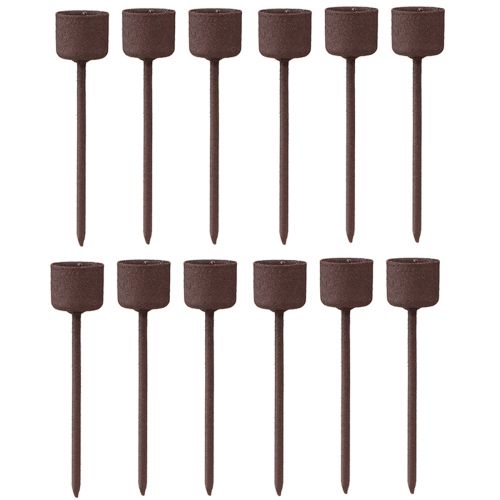 Artículo Portavelas de palo para enchufar marrón óxido Ø22mm H10,5cm 12 piezas