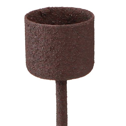 Artículo Portavelas de palo para enchufar marrón óxido Ø22mm H10,5cm 12 piezas