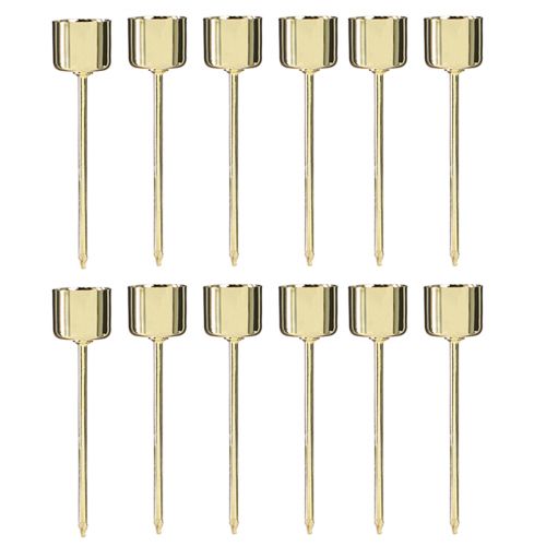 Artículo Portavelas de palo para enchufar oro Ø22mm H10,5cm 12 piezas