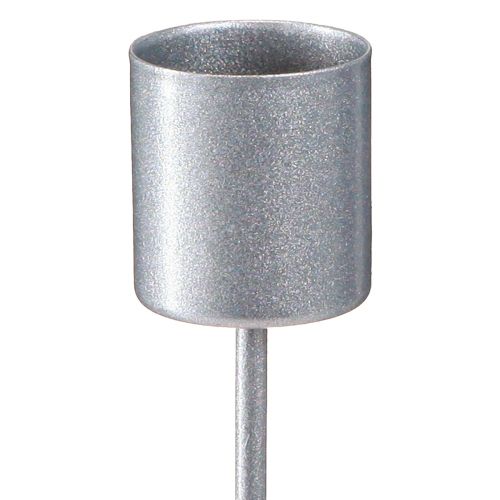 Artículo Portavelas de palo para enchufar portavelas gris plateado Ø2,5cm H11cm 16 piezas