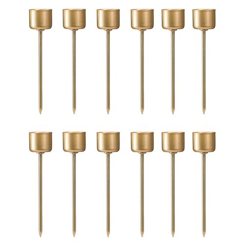 Artículo Portavelas de palo para enchufar oro mate Ø22mm H10,5cm 12 piezas