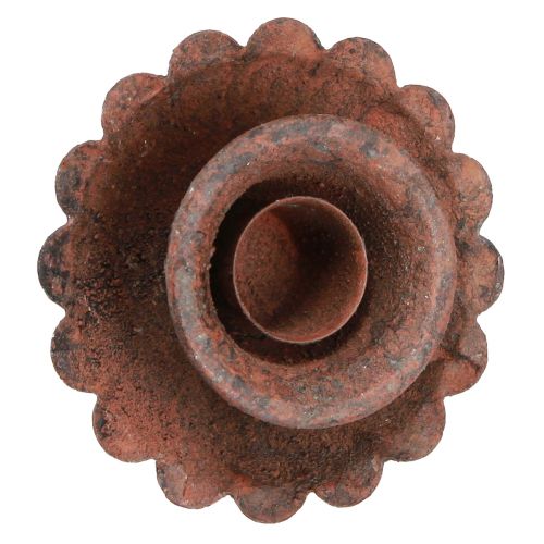 Artículo Portavelas de palo para enchufar en aspecto óxido Ø8,5cm H4cm 4ud