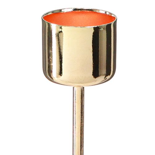 Artículo Portavelas tipo palo para enchufar en oro rojo Ø22mm H10,5cm 12 piezas