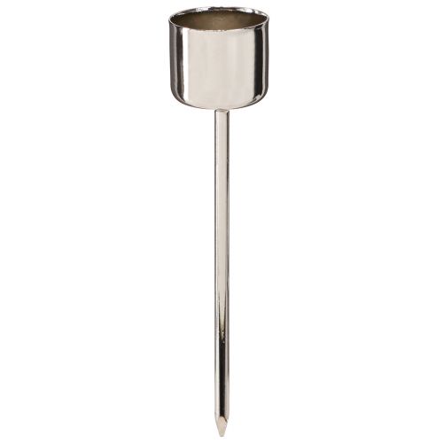 Artículo Portavelas de palo para enchufar plata Ø22mm 10,5cm 12 piezas