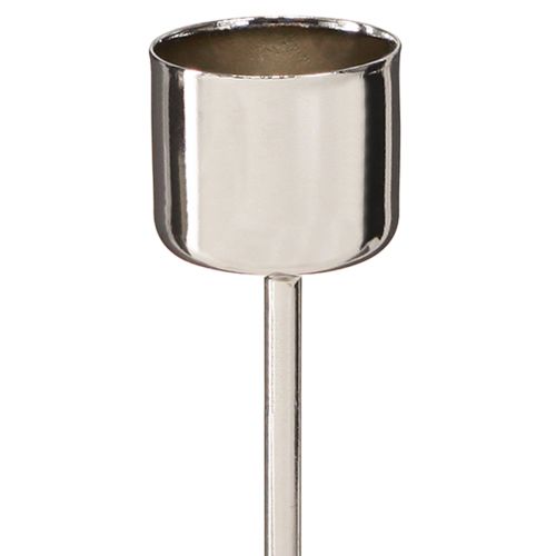 Artículo Portavelas de palo para enchufar plata Ø22mm 10,5cm 12 piezas