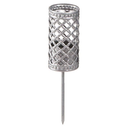 Artículo Portavelas de palo para enchufar gris plateado Ø24mm H10cm 4 piezas