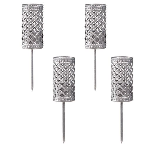 Artículo Portavelas de palo para enchufar gris plateado Ø24mm H10cm 4 piezas