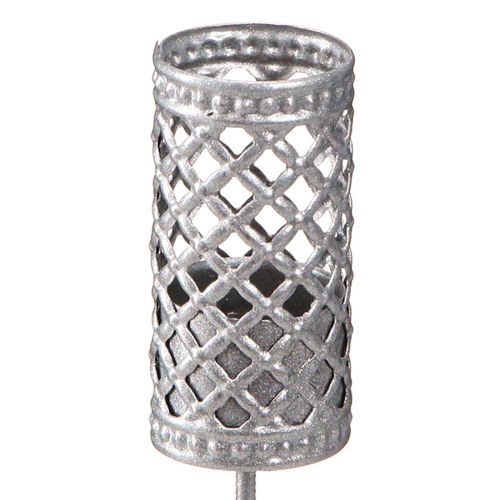 Artículo Portavelas de palo para enchufar gris plateado Ø24mm H10cm 4 piezas