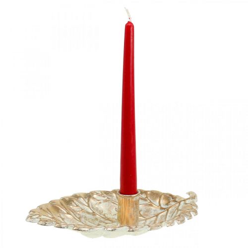 Floristik24 Candelabro Plato Follaje Dorado Vintage 26x16x6cm