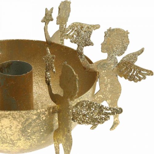 Floristik24 Candelero de decoración navideña con ángeles Dorado Ø18cm