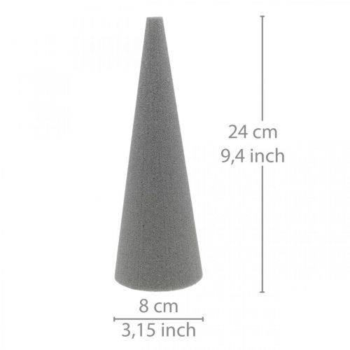 Artículo Cono de espuma floral OASIS® SEC gris, masa floral seca H24cm Ø8cm 6 uds