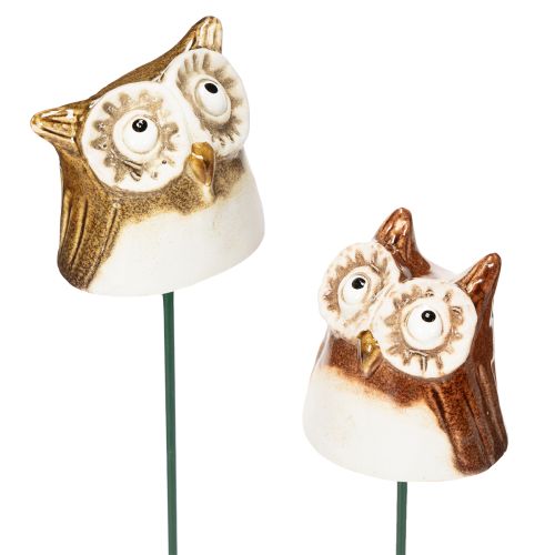 Figura decorativa de búho de cerámica para plantas, 26 cm, 2 unidades. comprar | Floristik24.es