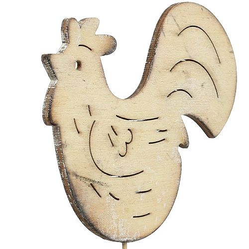 Floristik24 Enchufe de madera gallo, gallina 7cm - 8,5cm 2uds