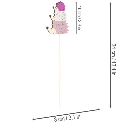 Estacas decorativas para jardín - Familia de erizos coloridos - 34 cm, 12 piezas | Floristik24.es