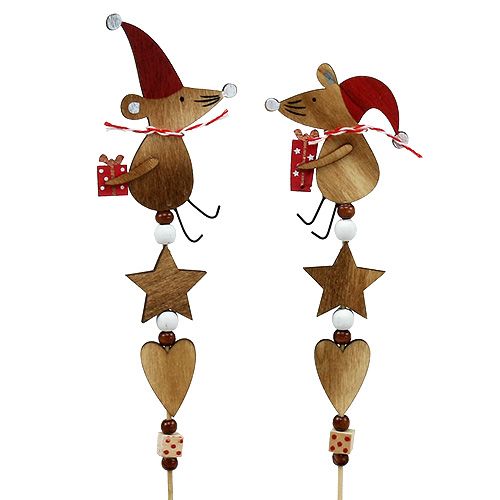 Floristik24 Enchufe con ratón natural, rojo L30cm 8pcs