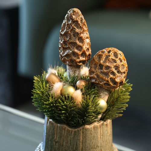 Estaca decorativa artificial con forma de seta morilla para macetas y mesa, 13 cm, 2 unidades. | Floristik24.es