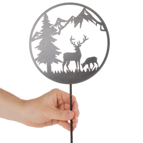 Estaca decorativa con animales del bosque, ciervo y pino, 100 cm. | Floristik24.es