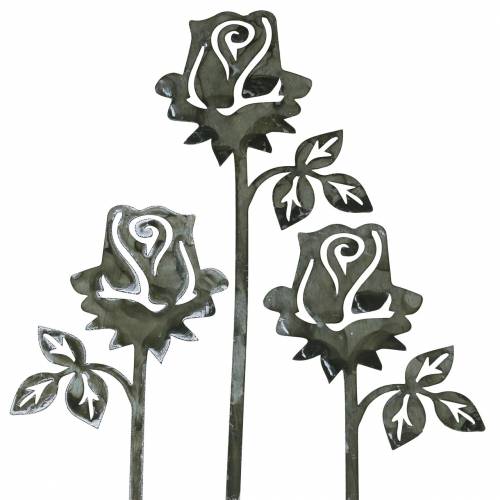 Floristik24 Tapón de metal rosa gris plateado, metal blanqueado 20 cm × 8 cm 12 piezas
