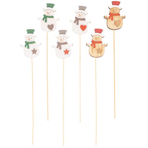 Estacas de madera con forma de muñeco de nieve para decoración floral, Navidad, 31 cm, 12 unidades | Floristik24.es